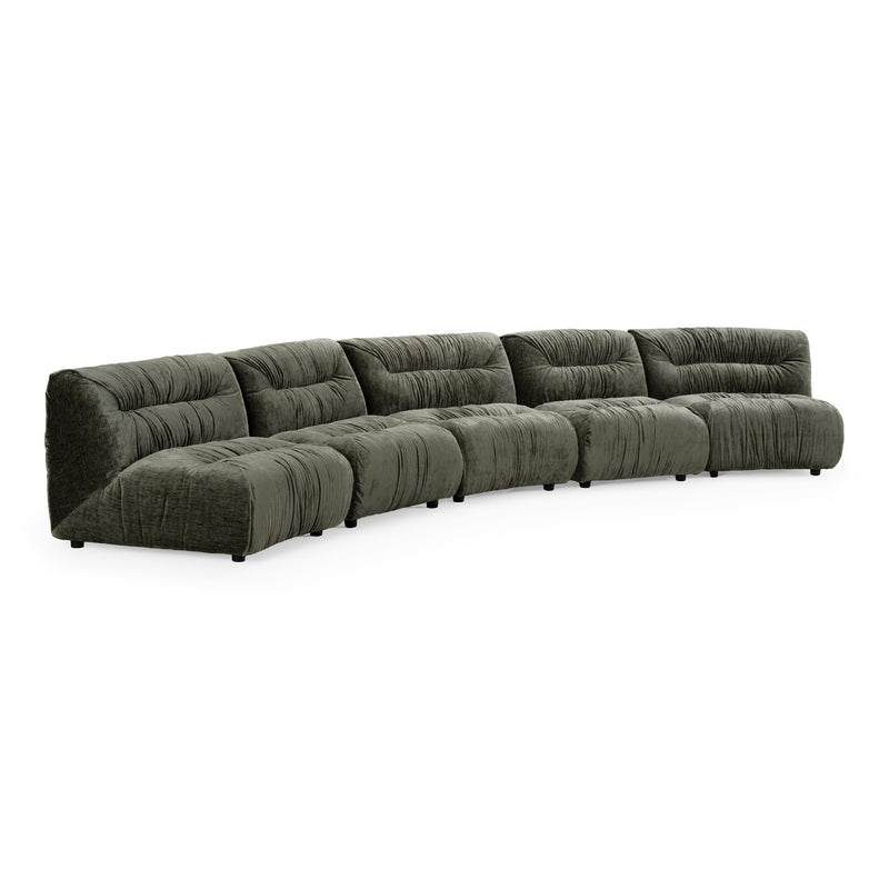 Elias - Modern Green Fabric Curved Modular Sectional Sofa — view 3