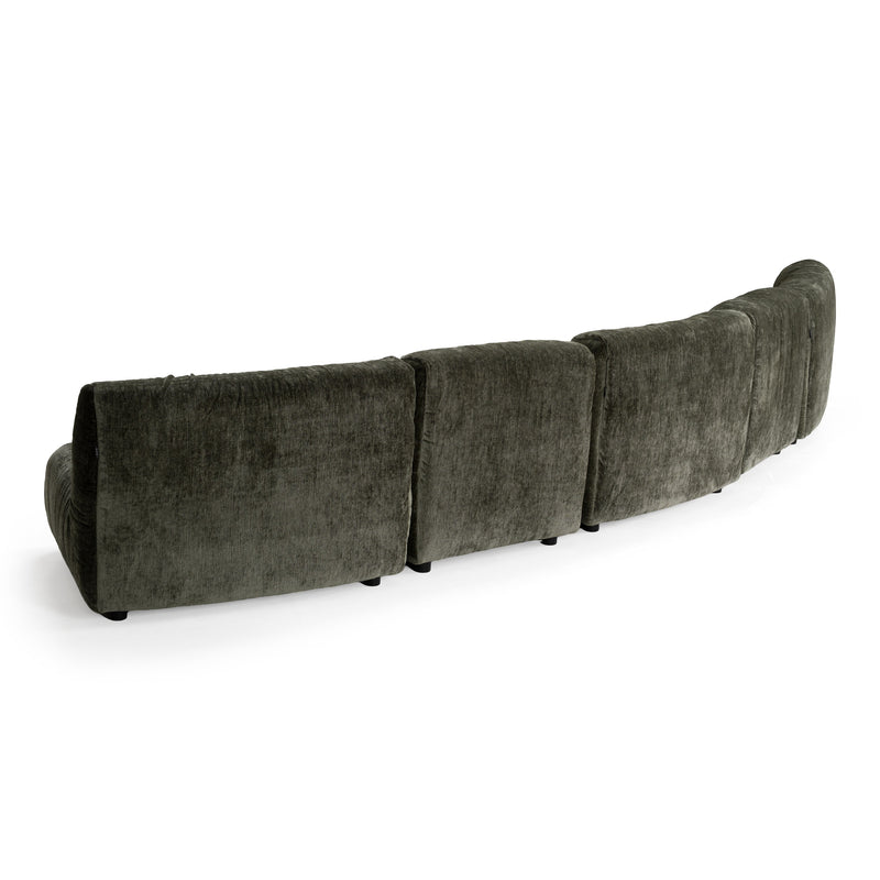 Elias - Modern Green Fabric Curved Modular Sectional Sofa — view 5