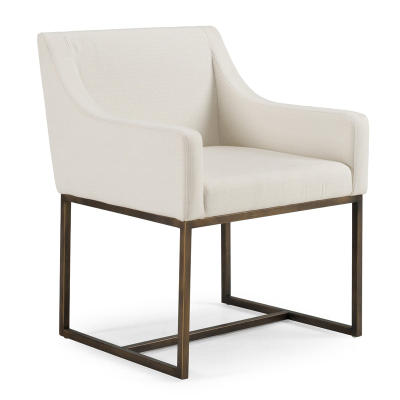 Elijah - Modern Off White & Copper Antique Brass Dining Chair — view 2