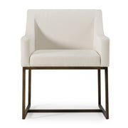 Elijah - Modern Off White & Copper Antique Brass Dining Chair — view 3