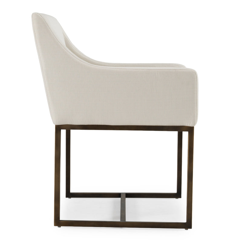 Elijah - Modern Off White & Copper Antique Brass Dining Chair — view 4