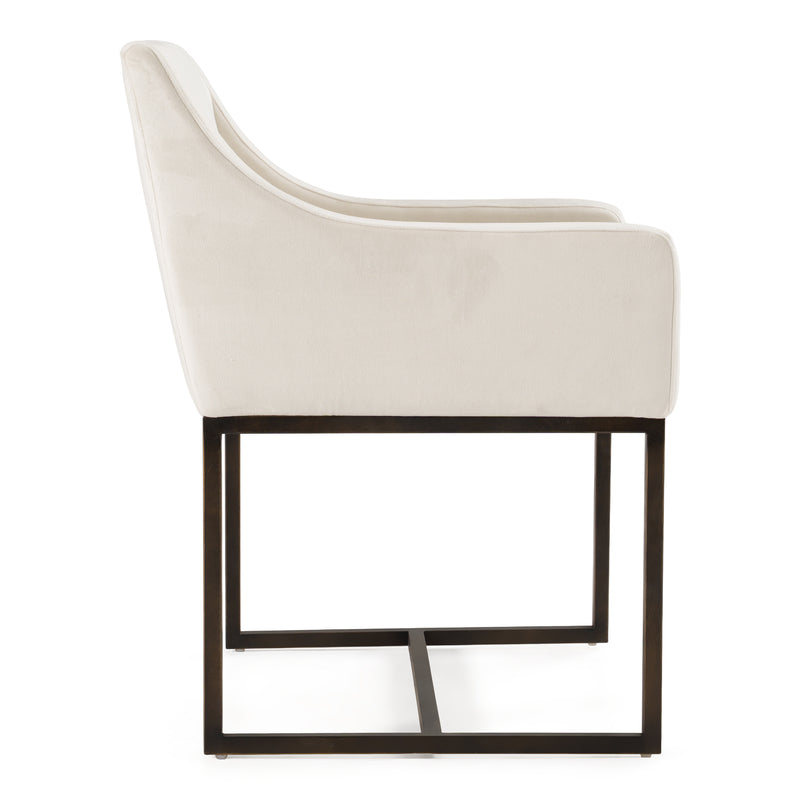 Elijah - Modern Beige & Copper Antique Brass Dining Chair — view 3