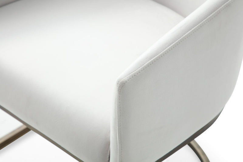Elisa - Modern Beige Velvet & Brass Dining Chair — view 2
