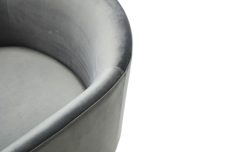 Elisa - Modern Grey Velvet & Brass Dining Chair — view 2