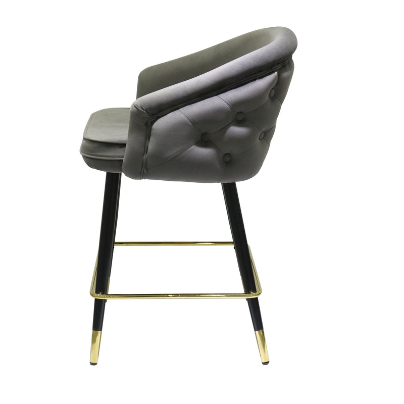 Elliot - Contemporary Grey & Black/Gold Dining Bar Stool (Set of 2) — view 2