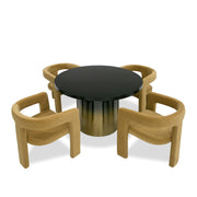 Elmira - Glam Black Ash + Gradient Stainless Steel Round Dining Table — view 2
