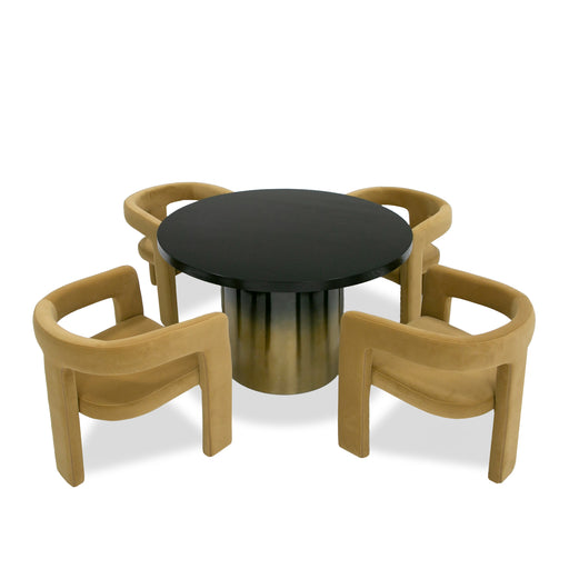 Elmira - Glam Black Ash + Gradient Stainless Steel Round Dining Table — view 2