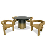 Elmira - Glam Black Ash + Gradient Stainless Steel Round Dining Table — view 3