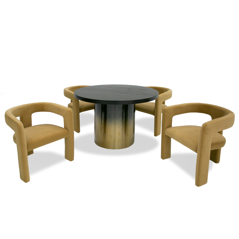 Elmira - Glam Black Ash + Gradient Stainless Steel Round Dining Table — view 3