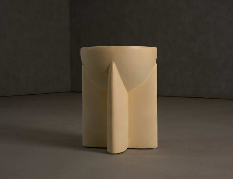Elsa - Modern Beige Concrete Round End Table — view 2