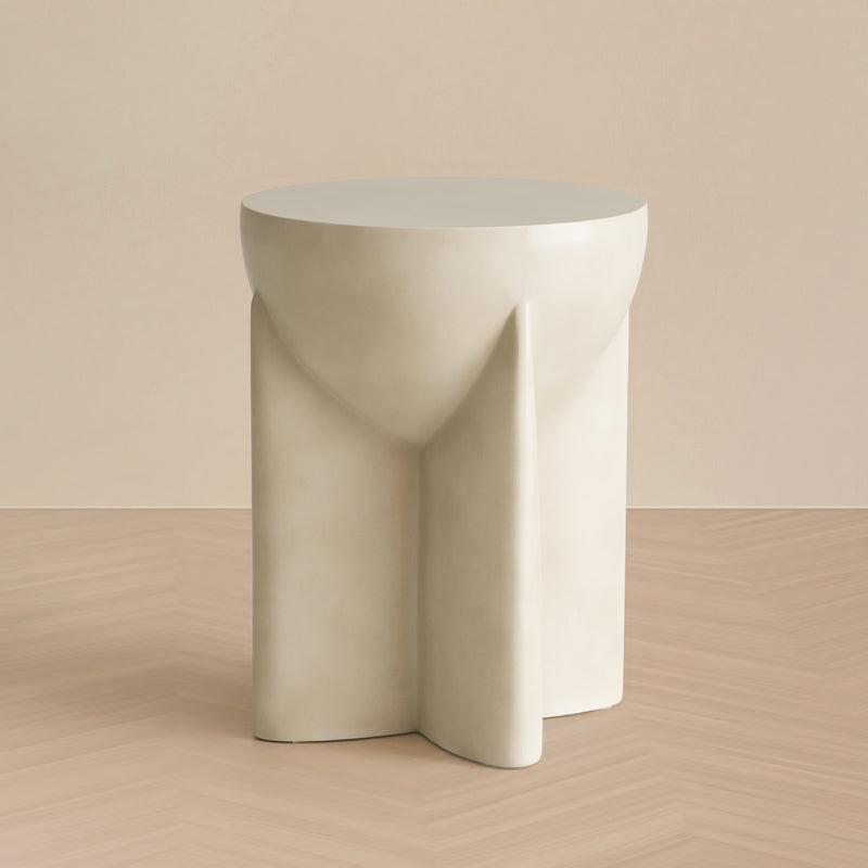 Elsa - Modern Oyster Concrete Round End Table — view 2