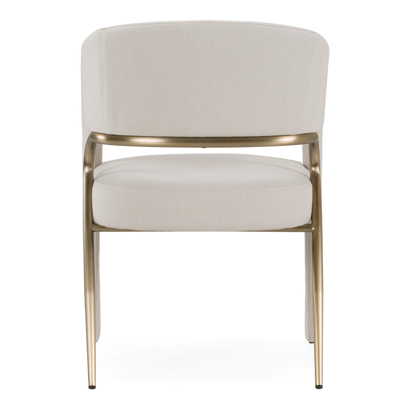 Elson - Modern Off-White Fabric + Antique Brass Dining Chair — view 3