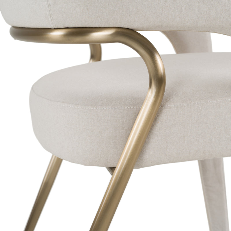 Elson - Modern Off-White Fabric + Antique Brass Dining Chair — view 5