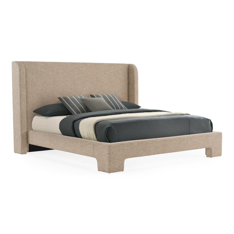 Emilio + Roma - Modern Beige Fabric + Walnut 4-Piece Bedroom Set — view 2