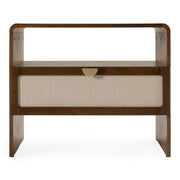 Emilio - Modern Natural Burlap + Walnut Nightstand — view 3