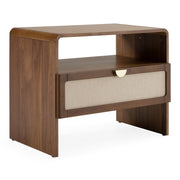 Emilio - Modern Natural Burlap + Walnut Nightstand — view 4