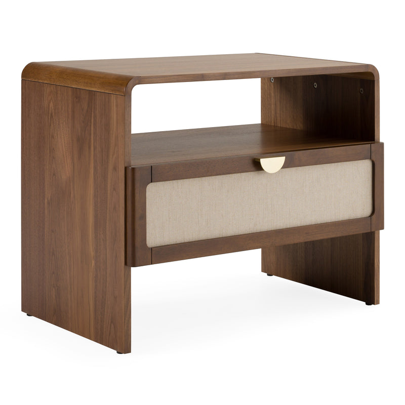 Lambert + Emilio - Modern Beige Fabric + Walnut + Burlap 4-Piece Bedroom Set — view 5