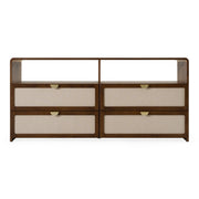 Emilio - Modern Natural Burlap + Walnut Dresser — view 3