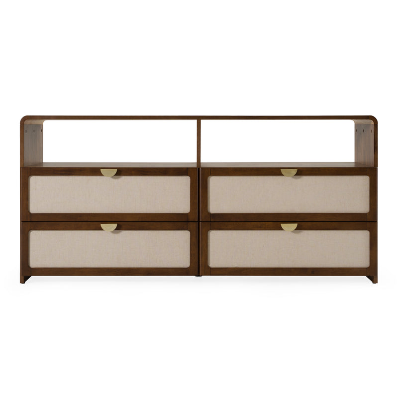 Emilio - Modern Natural Burlap + Walnut Dresser — view 3