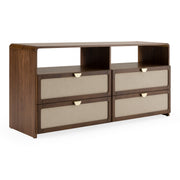 Emilio - Modern Natural Burlap + Walnut Dresser — view 4