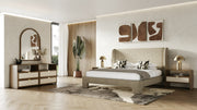 Emilio - Modern Natural Burlap + Walnut Nightstand — view 2