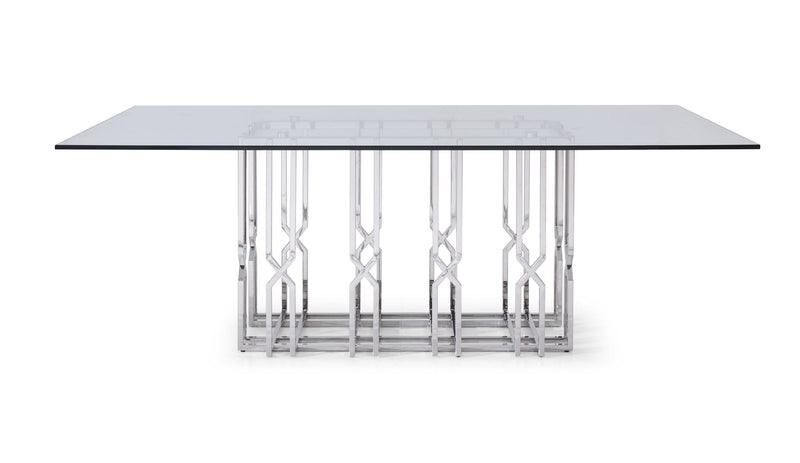 Ericson - Modern Glass & Stainless Steel Dining Table — view 2