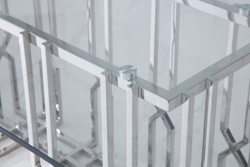 Ericson - Modern Glass & Stainless Steel Dining Table — view 3