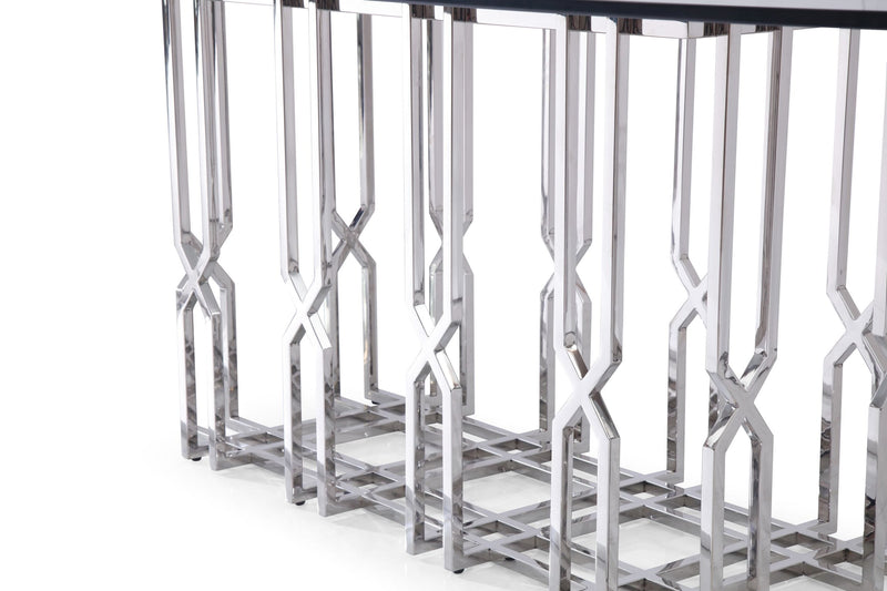 Ericson - Modern Glass & Stainless Steel Dining Table — view 4