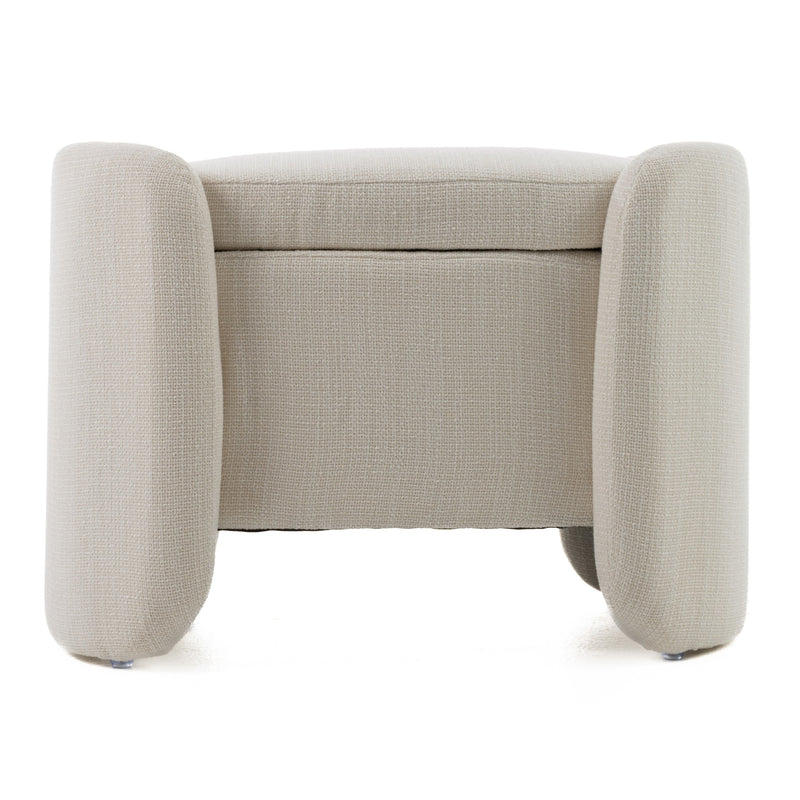 Erin - Modern Cream Fabric Storage Ottoman — view 4