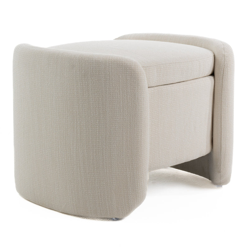 Erin - Modern Cream Fabric Storage Ottoman — view 5