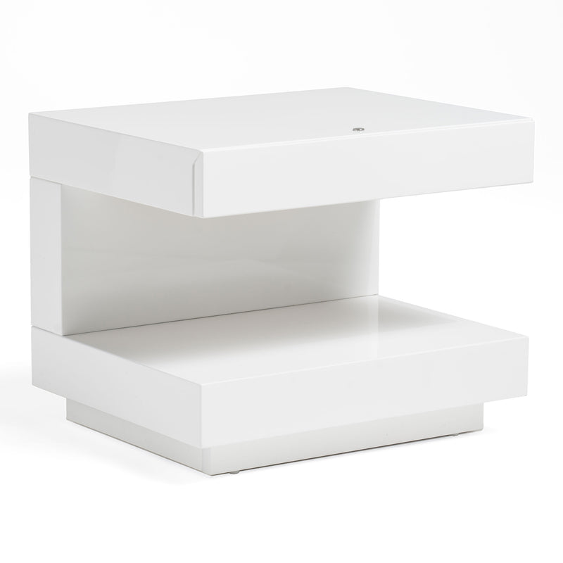 Esso Modern White Glossy Nightstand — view 2