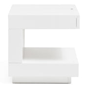 Esso Modern White Glossy Nightstand — view 3