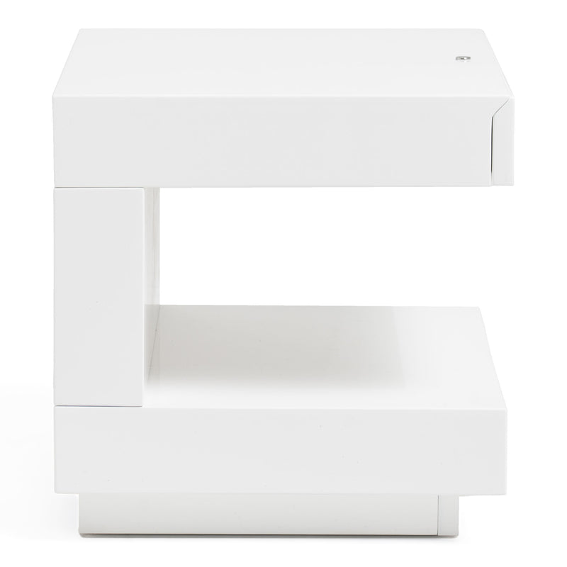 Esso Modern White Glossy Nightstand — view 3