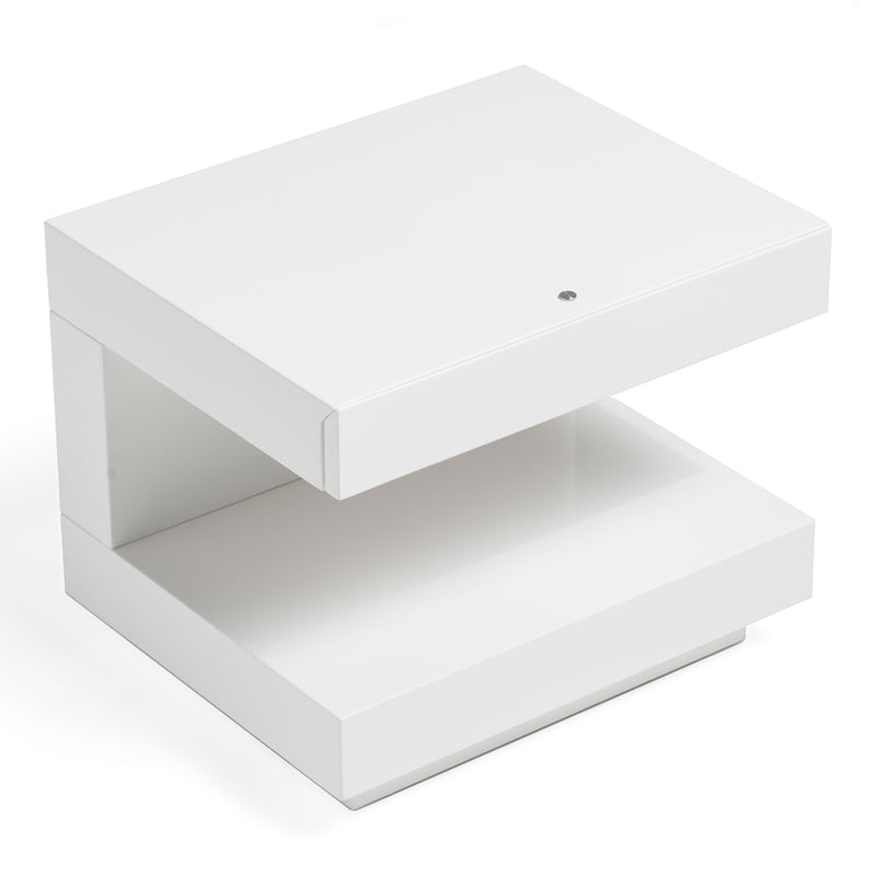 Esso Modern White Glossy Nightstand — view 4