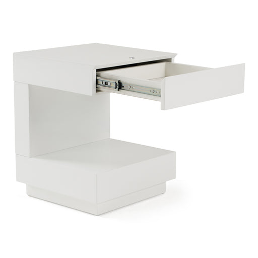 Esso Modern White Glossy Tall Nightstand — view 2