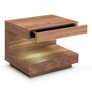 Esso - Contemporary Walnut Nightstand — view 2