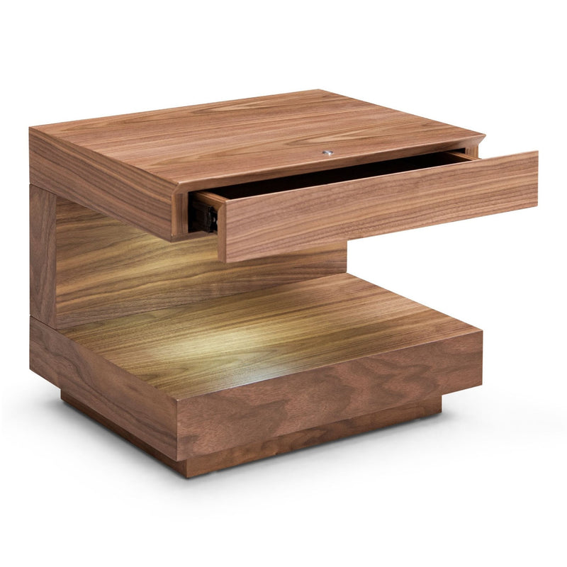 Esso - Contemporary Walnut Nightstand — view 2