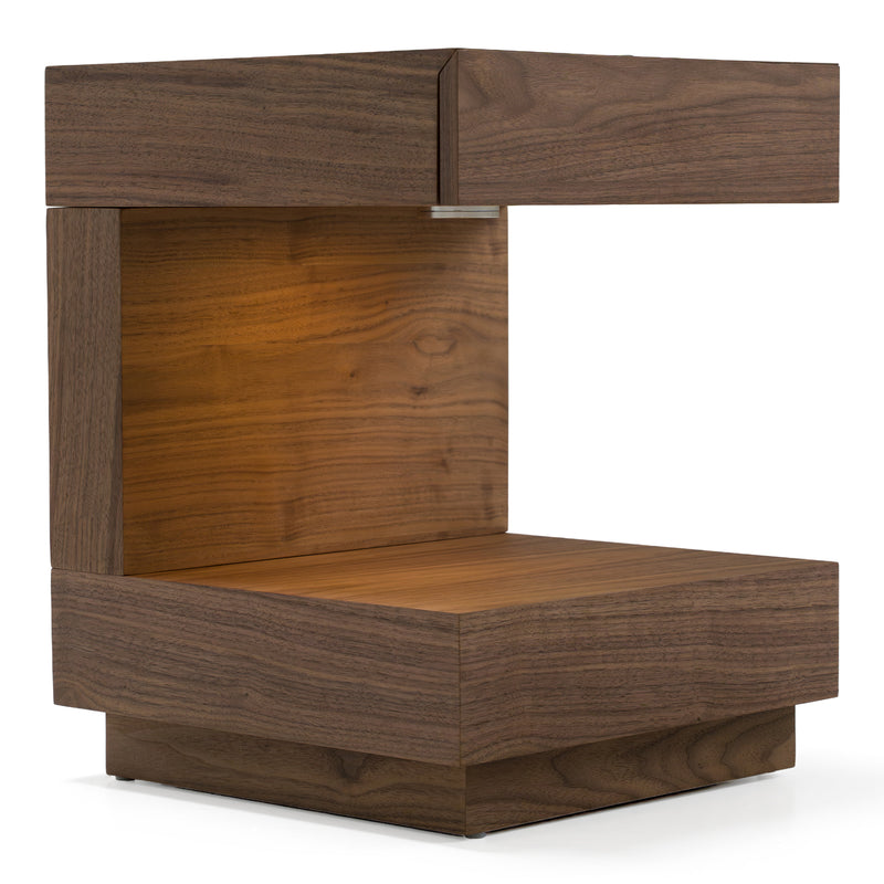 Esso - Contemporary Walnut Tall Nightstand — view 4