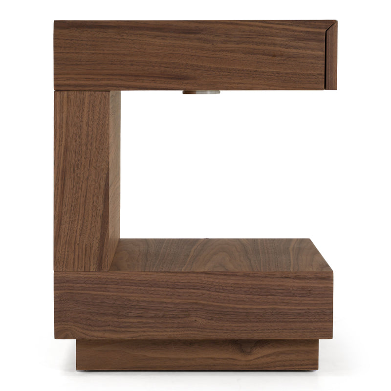 Esso - Contemporary Walnut Tall Nightstand — view 2
