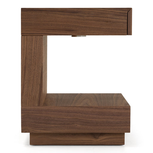 Esso - Contemporary Walnut Tall Nightstand — view 2
