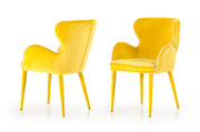Tigard Mid-Century Yellow Fabric Dining Chair — view 3