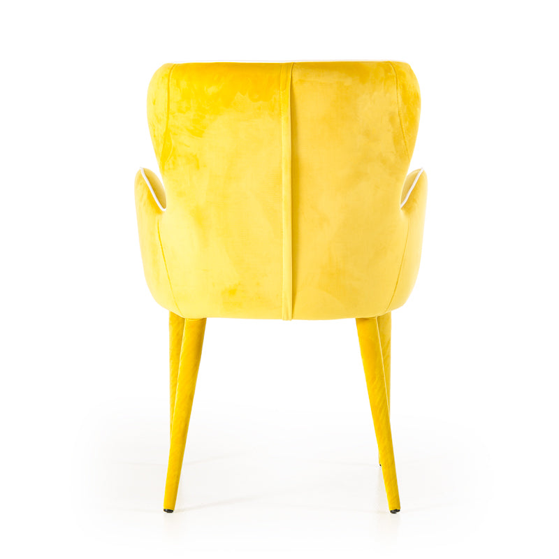 Tigard Mid-Century Yellow Fabric Dining Chair — view 4