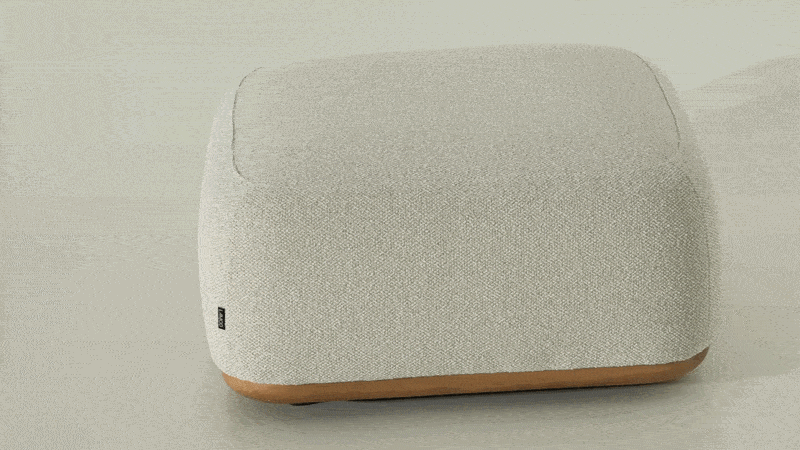 Evans - Contemporary Off-White Fabric Ottoman — view 5