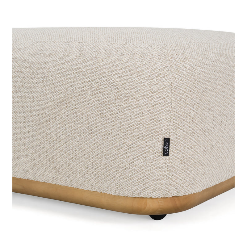 Evans - Contemporary Off-White Fabric Ottoman — view 3