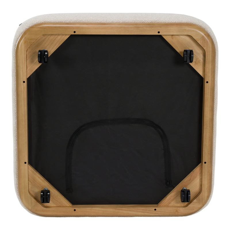 Evans - Contemporary Off-White Fabric Ottoman — view 4
