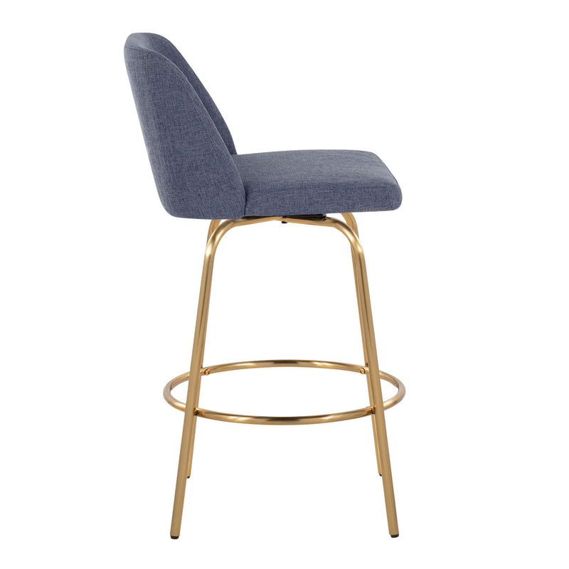 Toriano - Contemporary, Fixed Height Counter Stool With Swivel With Round Footrest (Set of 2) - R&R Furniture Gallery (Fountain Valley, CA)