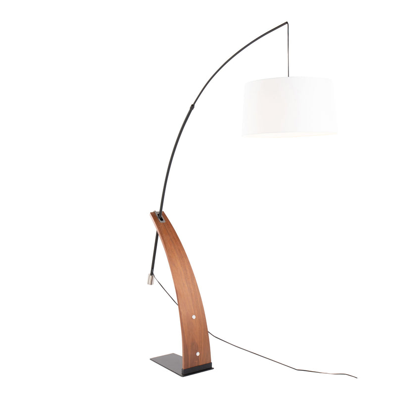 Lumi Source Robyn mid-century modern floor lamp with sleek metal stand and adjustable arm, ideal for stylish living room lighting.
