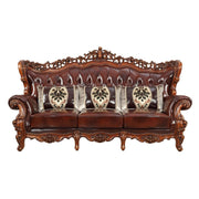 Eustoma - Sofa - Cherry Top Grain Leather Match & Walnut - R&R Furniture Gallery (Fountain Valley, CA)