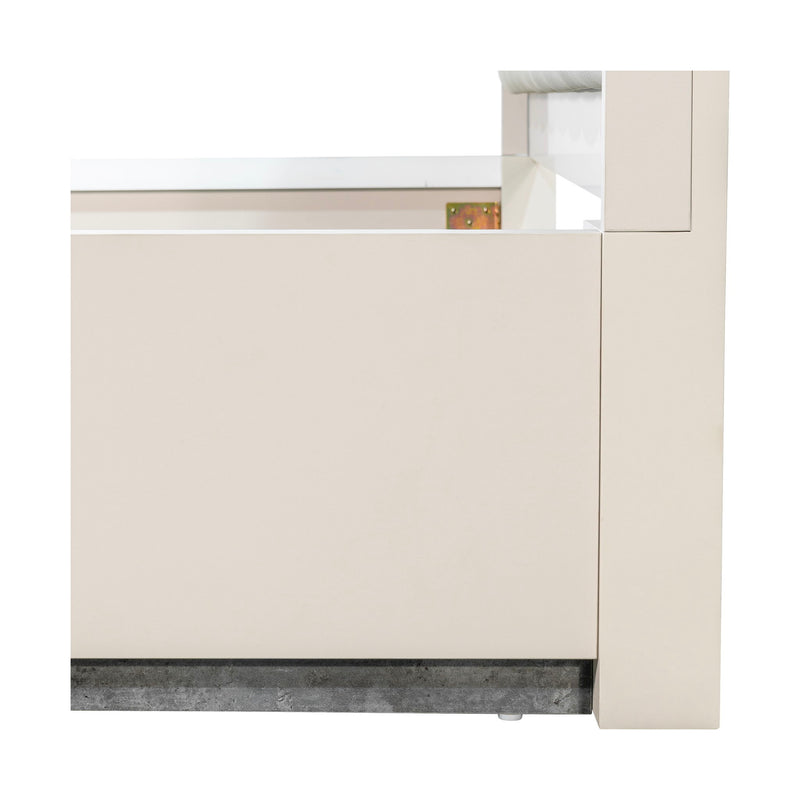 Michael Amini Pavira upholstered bed with LED lights, showcasing a modern design and illuminated headboard in a stylish bedroom setting.