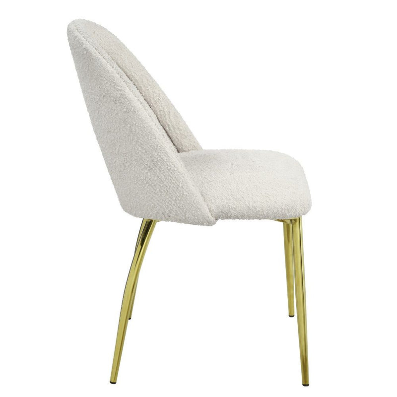 Fadri - Side Chair (Set of 2) - Teddy Sherpa & Mirrored Gold - R&R Furniture Gallery (Fountain Valley, CA)